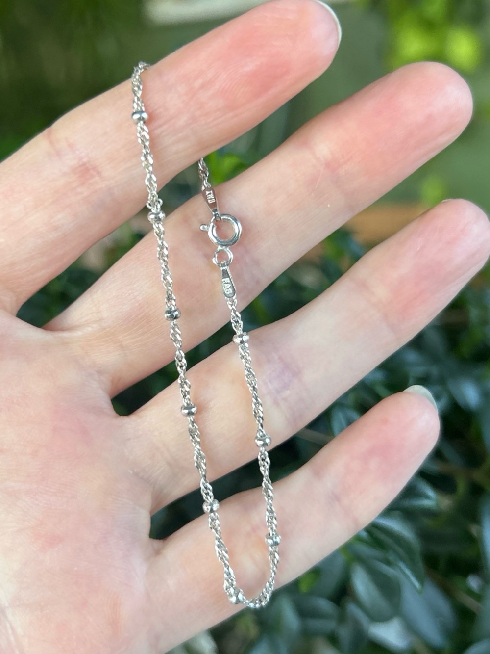 Sterling Silver Bead and Rope Chain Bracelet - Silver